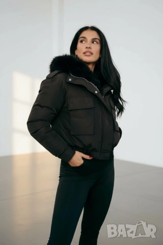 Уникално късо зимно яке с пух три цвята , снимка 6 - Якета - 47977264