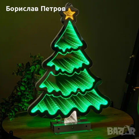 LED коледна елха с 3D светлинен ефект – модерна празнична декорация за дома