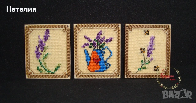 Ръчно бродирани картички, магнити и книгоразделители, снимка 3 - Декорация за дома - 53615695