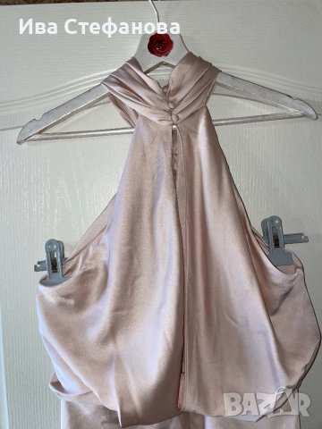 бална абитуриентска рокля парти елегантна рокля тип русалка сатен бежова натурален цвят ASOS, снимка 9 - Рокли - 44492983