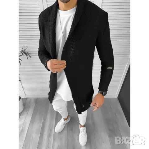 ТОП МОДЕЛ Удължена мъжка черна жилетка модел 2025г, снимка 2 - Спортни дрехи, екипи - 48052886