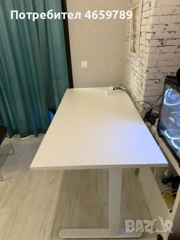 Бюро с регулируема височина, бяло, снимка 2 - Бюра - 52528318