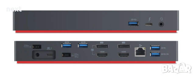 Докинг станция Lenovo ThinkPad Thunderbolt 3 Workstation Dock Gen 2 40AN +Гаранция, снимка 2 - Лаптоп аксесоари - 53630258