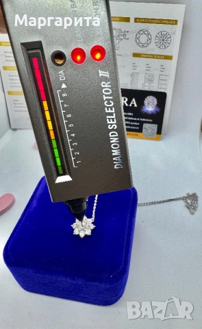 Сребърно колие с мойсанит (Диамант) 1 карат, снимка 13 - Колиета, медальони, синджири - 51536645