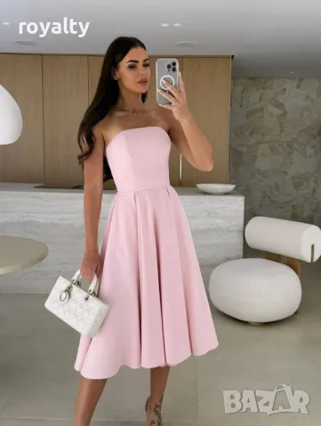 Дълга елегантна розова дамска рокля , снимка 6 - Рокли - 49486539