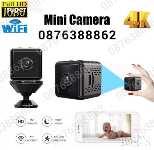 Мини шпионска WiFi скрита камера с HD качество и широкоъгълен обектив, снимка 3 - Камери - 39604720