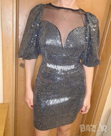 Официална рокля с пайети Fervente , снимка 4 - Рокли - 44892255