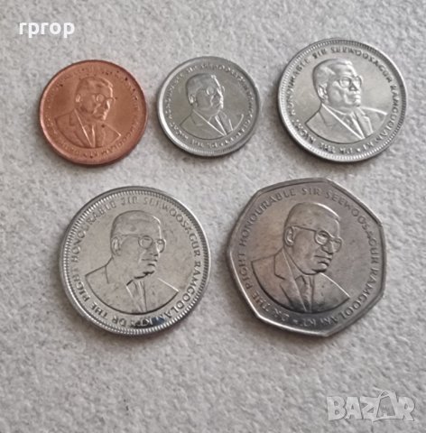 Монети. Мавриций. 5, 20  цента.  1/2 , 1  и 10 рупии. 5 бройки., снимка 6 - Нумизматика и бонистика - 42287455