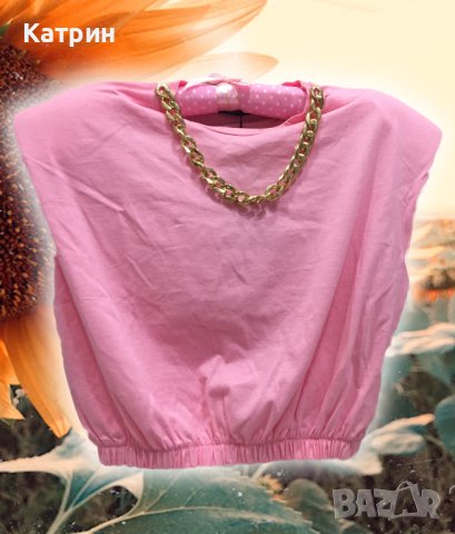 Блузка ,,Pink Barbie"с мотив верижка, размер S-M, 100 % памук, снимка 2 - Тениски - 41385343