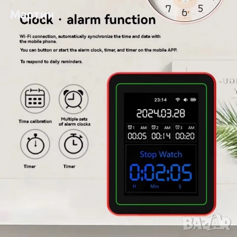 Детектор за измерване качеството на въздуха 15-в-1 WiFi Tuya CO2, PM1.0, PM2.5, PM10, HCHO, TVOC, снимка 7 - Друга електроника - 51518279