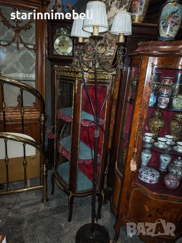 Антикварен лампион с бронзова плетеница, три светлини 180см