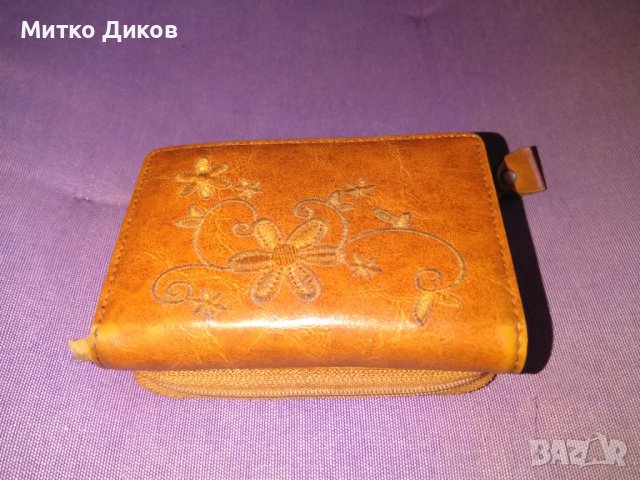 Портмоне с везана рисунка естествена кожа 110х80мм