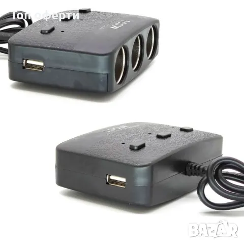 Разклонител за запалка 3-ка + 2 USB 1636, снимка 2 - Аксесоари и консумативи - 49333842