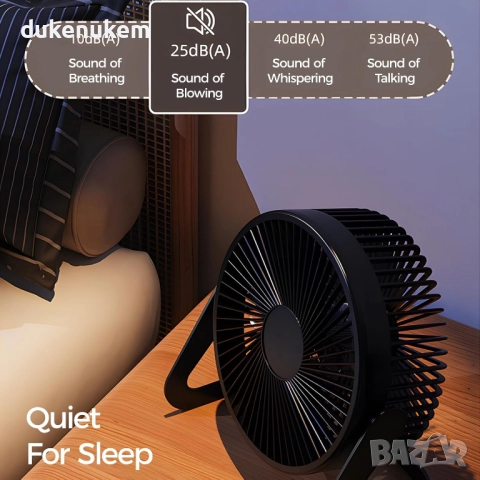 Настолен вентилатор USB, 2 скорости, 360° въртене, снимка 5 - Вентилатори - 52386699