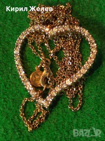 ШАРМАНТНО СЪРЦЕВИДНО СРЕБЪРНО АРТ КОЛИЕ МЕДАЛЬОН СРЕБРО с ПЕЧАТИ S 925 9.38 с ИСКРЯЩИ ЦИРКОНИ 28493, снимка 2 - Колиета, медальони, синджири - 41388798