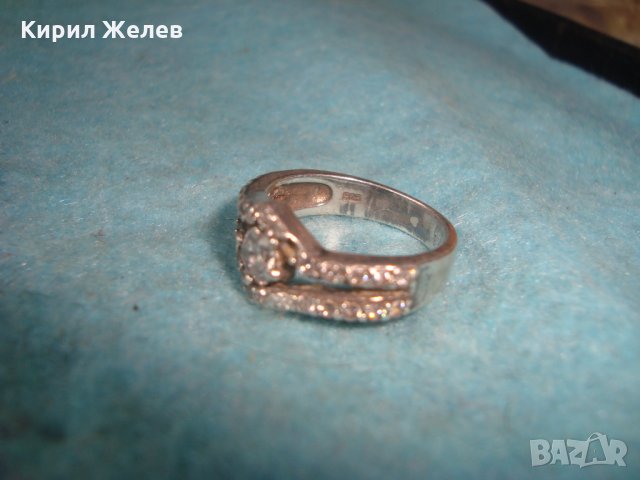 СТАР АНГЛИЙСКИ СКЪПОЦЕНЕН СРЕБЪРЕН АР НУВО ПРЪСТЕН СРЕБРО 925 с ФАСЕТИРАНИ ЦИРКОНИ 25836, снимка 4 - Пръстени - 35884667