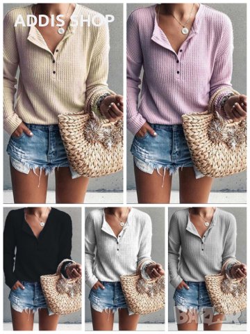 Дамска рипсена блуза с дълъг ръкав, 5цвята , снимка 1 - Блузи с дълъг ръкав и пуловери - 42418466