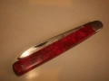 Българско Соц ножче ножка джобно туристическо 18,5 см с дръжка от червен каталин, снимка 11