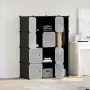 vidaXL Модулен шкаф с 9 отделения, 109x36,5x143 см, черно и бяло, снимка 2