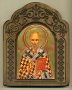 Икона Св. Никола с дърворезба, снимка 2