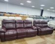 Комплект кожени дивани тройка и двойка с електрически релакс механизъм, снимка 1 - Дивани и мека мебел - 41374680
