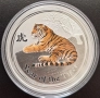 1 oz, Цветен лунар, 2010, Година на тигъра, снимка 2