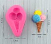 Сладолед финия с 3 топки сладоледена фунийка силиконов молд форма фондан гипс декор, снимка 2