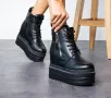 Боти на платформа - черна кожа - BML88, снимка 3