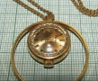 Дамски механичен часовник Чайка, за врат, колие, позлатен, снимка 2
