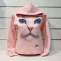Нов дамски розов суичър с 3D принт Котка със сини очи, снимка 7