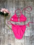 Нов с хигиенна лепенка висока талия  розов цикламен бански костюм сет от две части М размер , снимка 2