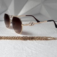 Valentino дамски слънчеви очила Осмоъгълник с верижка синджир, снимка 10 - Слънчеви и диоптрични очила - 41626704
