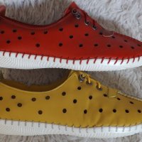 Обувки, естествена кожа, червени и жълти, код 464/ББ1/69, снимка 2 - Дамски ежедневни обувки - 40768305