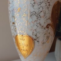 Изящна двуцветна ваза с 24 каратово злато.Vases for flowers Bohemia, снимка 5 - Вази - 40838253