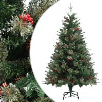 Коледна елха с шишарки, зелена, 120 см, PVC и PE, снимка 1 - Декорация за дома - 38674785