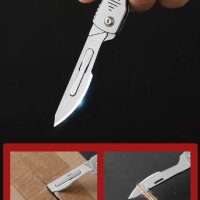 Сгъваем нож тип скалпел с 10 резервни остриета, снимка 3 - Ножове - 42721670