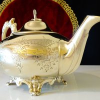 Английски чайник,кана никелово сребро,рококо. , снимка 4 - Антикварни и старинни предмети - 34624513