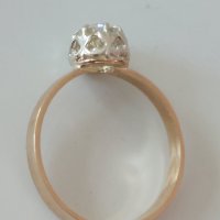 Антикварен Дамски златен 14к. пръстен с брилянт 0.65 карата, снимка 2 - Пръстени - 39762733