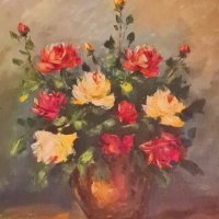 Натюрморт – букет от рози., снимка 2 - Картини - 41781319