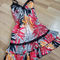  Флорална сатенена рокля с дантела, снимка 7 - Рокли - 34455766