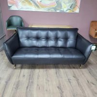 Италиански черен кожен комплект дивани тройка и двойка, снимка 5 - Дивани и мека мебел - 44297903