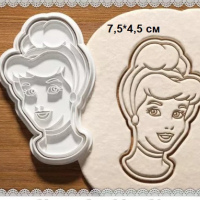 Пепеляшка Cinderella принцеса момиче пластмасов резец форма фондан тесто бисквитки, снимка 1 - Форми - 36290127