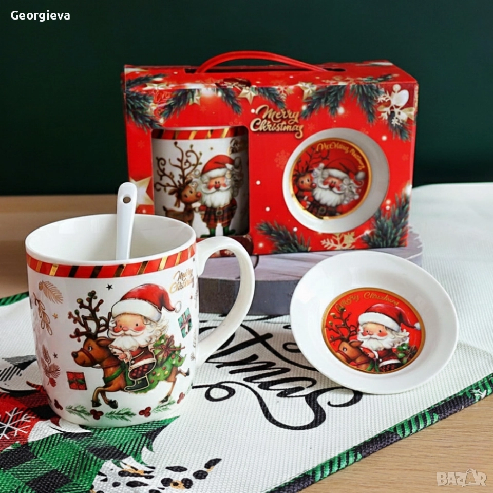 Премиум коледен подаръчен сет – керамична чаша с аксесоари, снимка 1