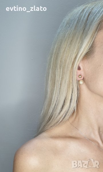 Златни обеци с топчета-14К, снимка 1