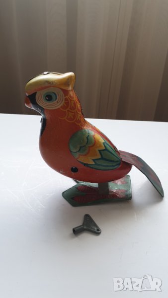 Стара ламаринена играчка папагал, снимка 1