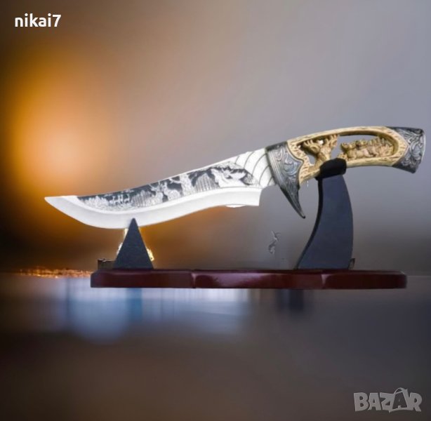 ловен нож колекционерски нож сувенир подарьк на трофейна поставка, снимка 1