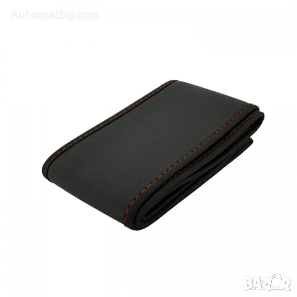 Калъф за волан Automat, Еко кожа, М размер, Черен с червен конец, снимка 1