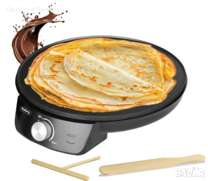 Уред за палачинки Rosberg, 1200W\30см., Терморегулатор, Черен Мощност: 1200 W, снимка 1