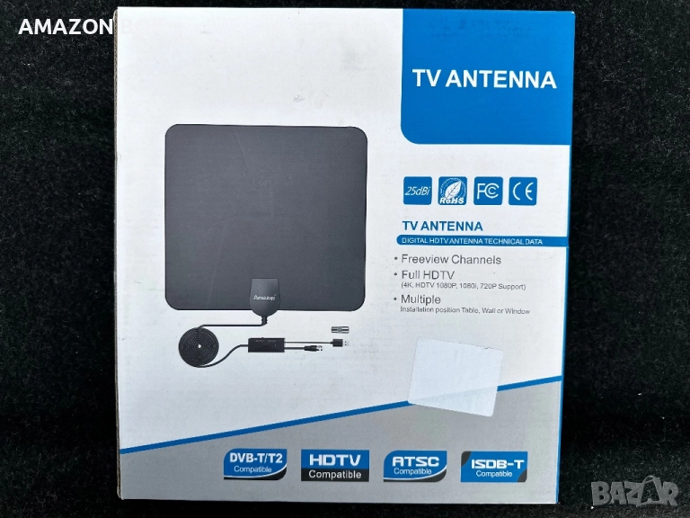 Вътрешна ТВ антена – цифрова, HDTV, DVB-T2/ATSC/ISDB-T, снимка 1