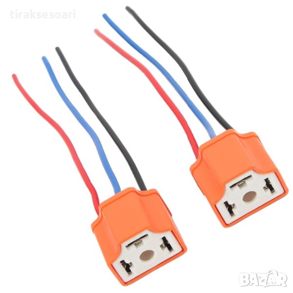 2 Броя Фасунга за крушка Carmotion H4 Права Керамична Кабел 15см, снимка 1